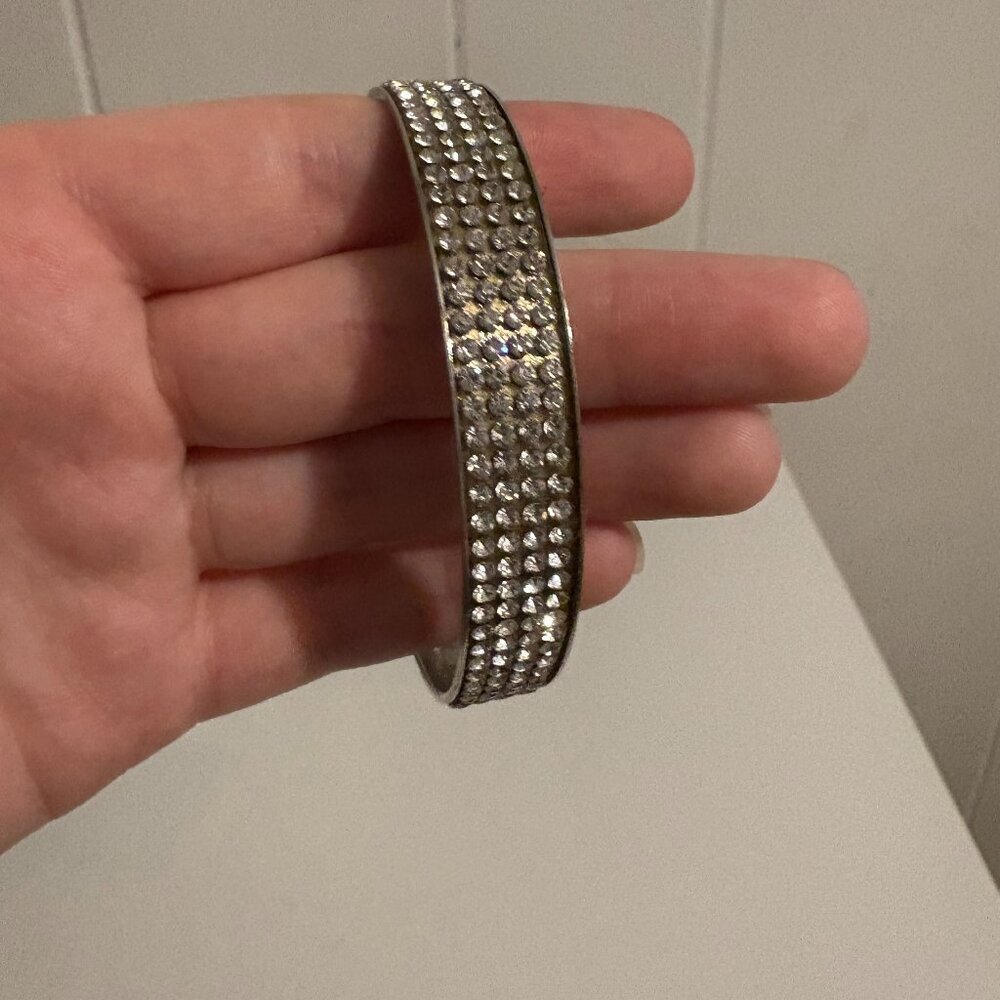Silver Thick Rhinestone Bracelet